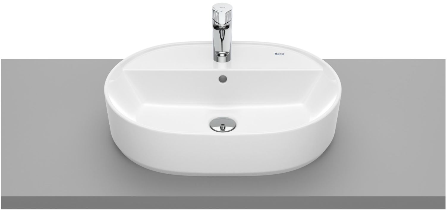 Roca GAP Umywalka nablatowa owalna 55x40 cm z otworem na baterię, z przelewem (A3270Y0000)